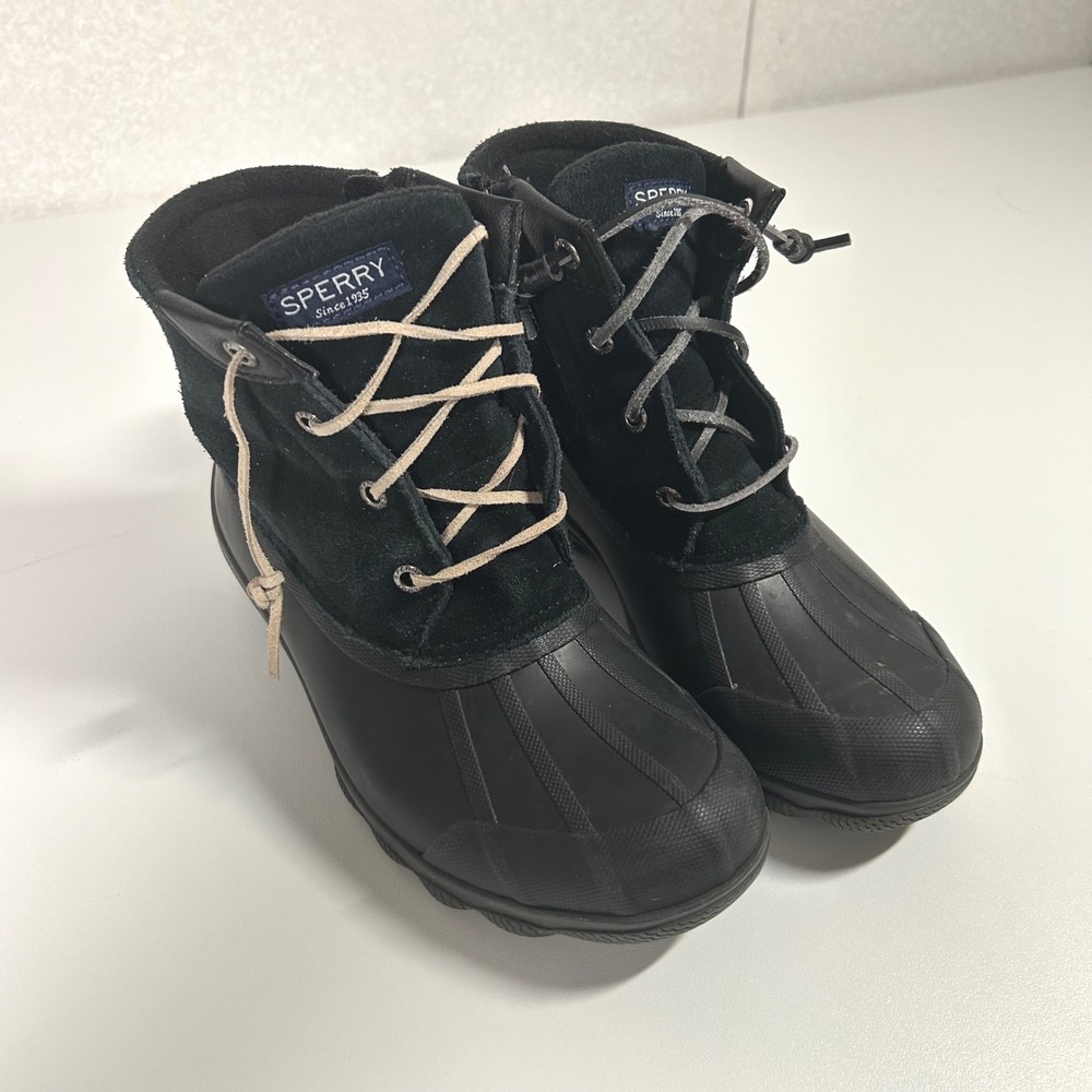 Sperry Women's US 5 Syren Gulf Duck Boots black suede leather laces ankle boots